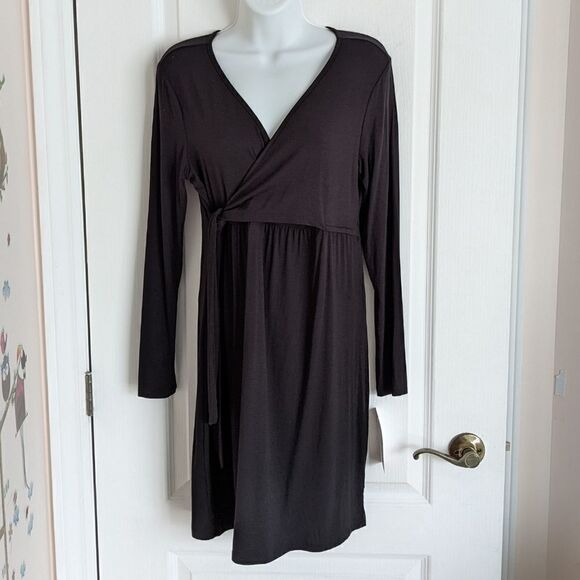 STUDIO MATERNITY Black wrap maternity dress NWT Large @i1 - Picture 8 of 11